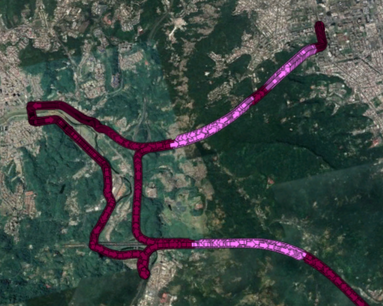 (État GNSS de la ligne rouge ; État UDR de la ligne rose)